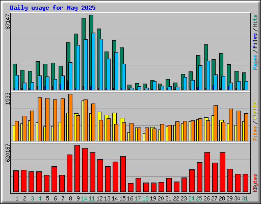 Daily usage for May 2025